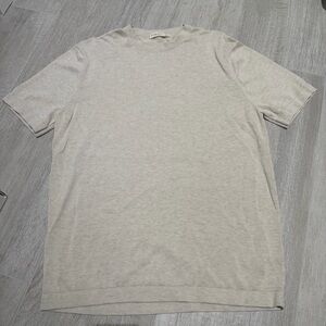 Suitsupply Light cream color Short Sleeve Tee size medium cotton silk